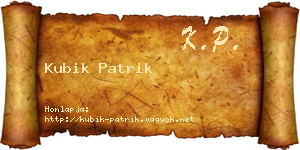 Kubik Patrik névjegykártya